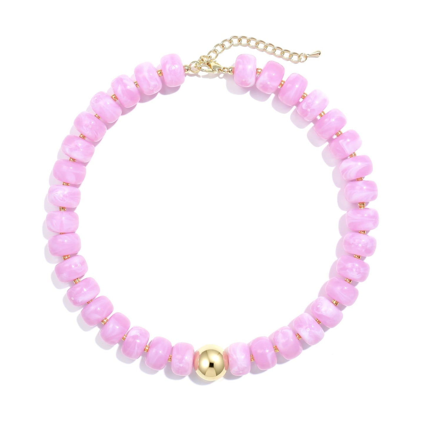 Casual Geometric Round Resin Acrylic Beaded Necklace for Women