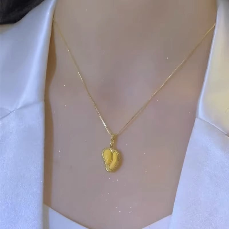 Minimalist Durian Pendant Necklace for Women Titanium Steel Plated Clavicle Chain with Irregular Shape Design