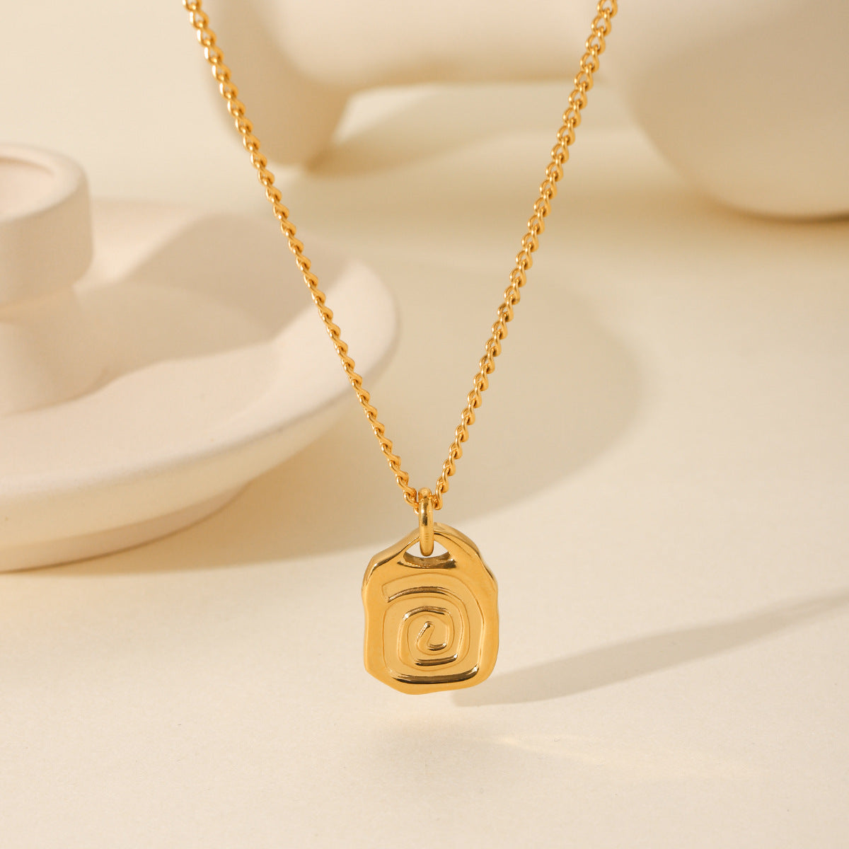 Ins Style 18K Gold Plated Stainless Steel Geometric Irregular Pendant Necklace for Women