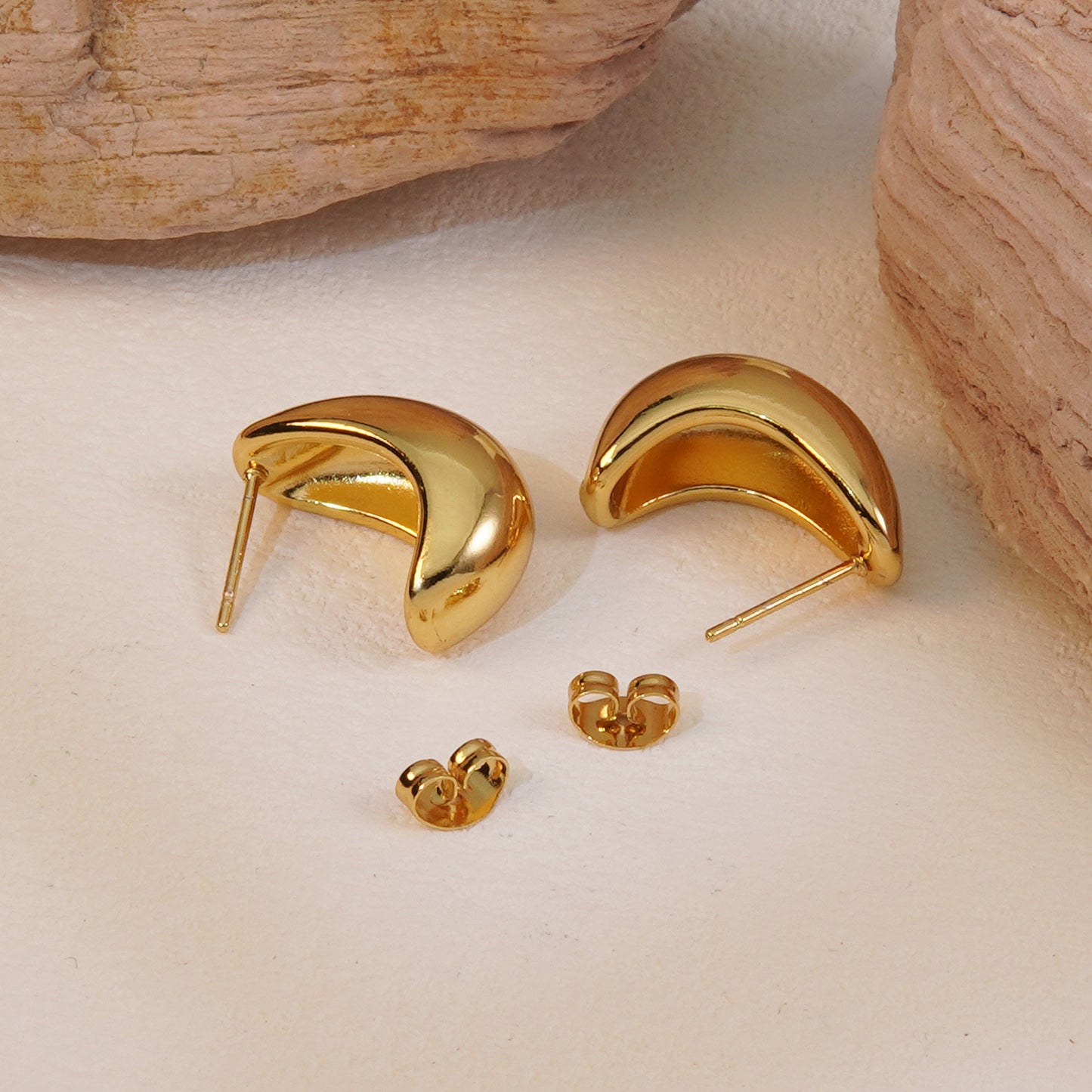 Elegant Geometric Titanium Steel Plated Stud Earrings for Women