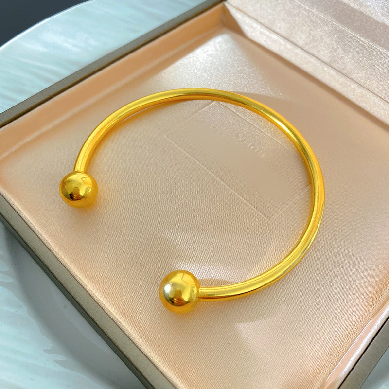 Minimalist Luxury Round Geometric Titanium Steel Plated Adjustable Bead Bracelet