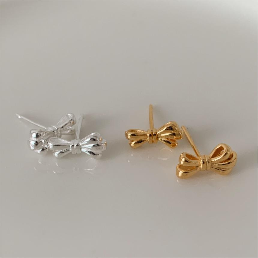 Orecchini a fiocco minimalisti in argento sterling 925 placcato oro