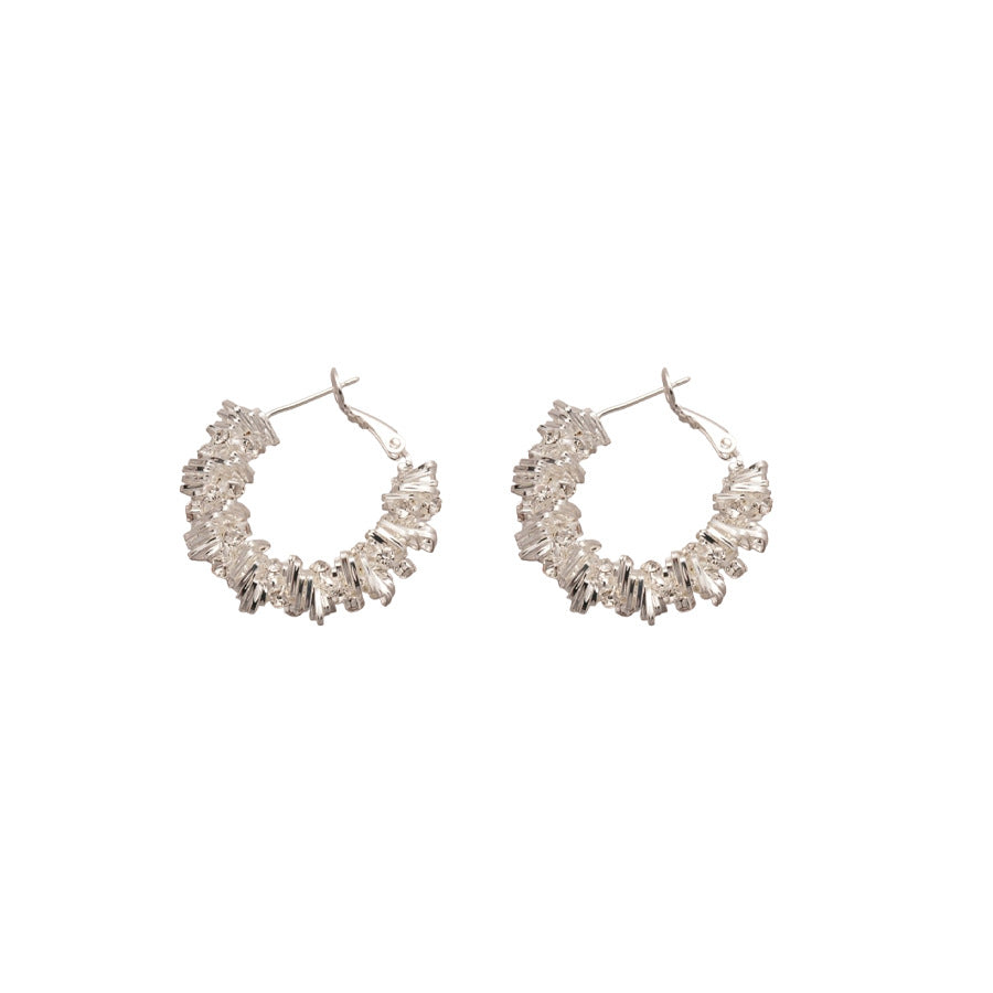 Pendientes redondos minimalistas de geometría irregular con pedrería para mujer con base de cobre y postes de acero inoxidable