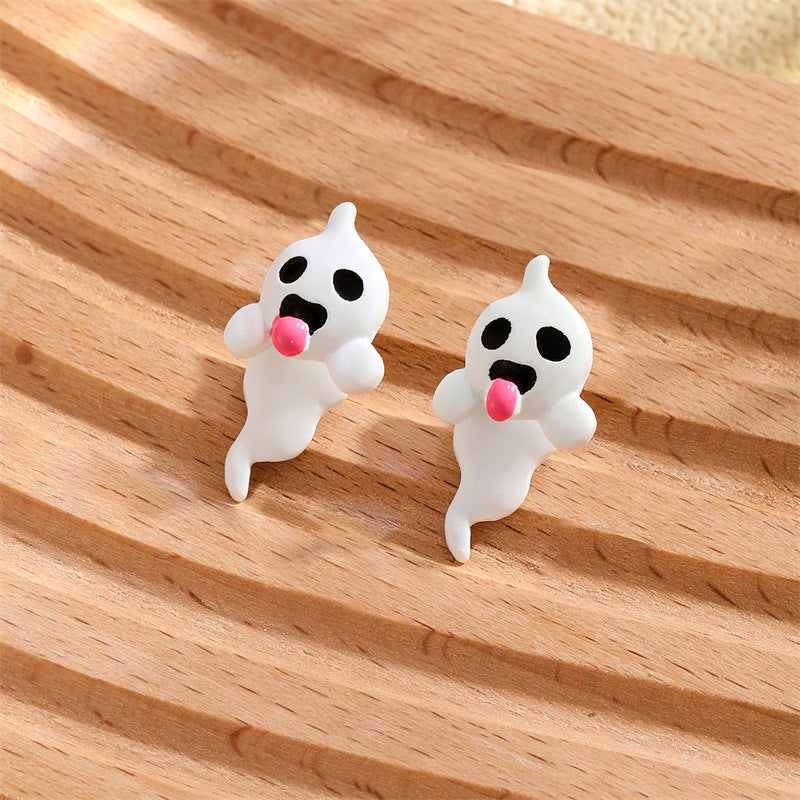 Sweet and Edgy Cartoon Pumpkin Skull Dangle Earrings in Alloy with Electroplated Finish for Women