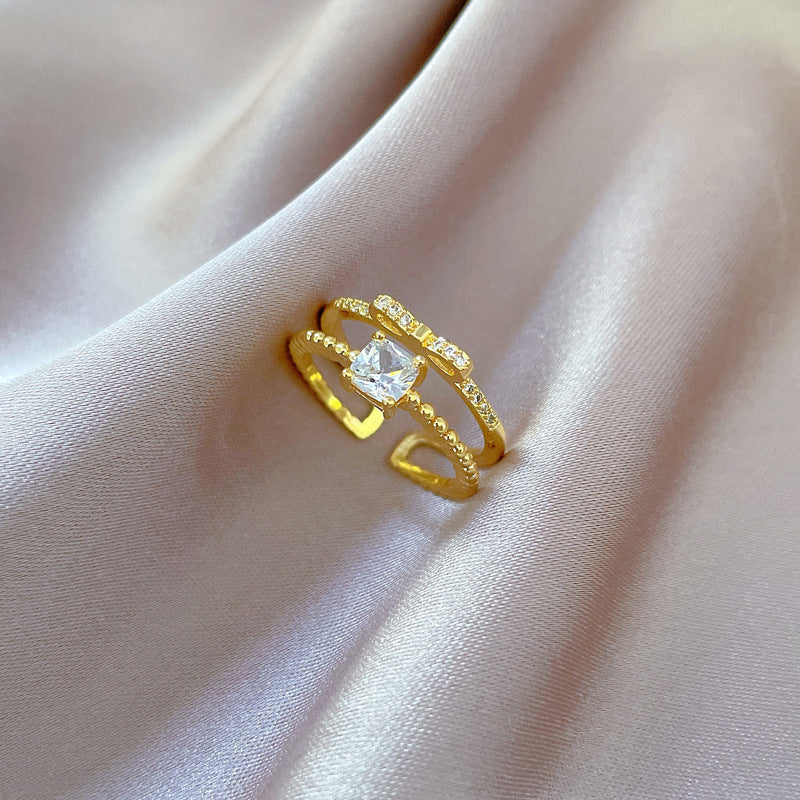 Anello Farfalla Nodo Strass Completo Regolabile Stile Giapponese Minimalista Dolce Gioielli Donna