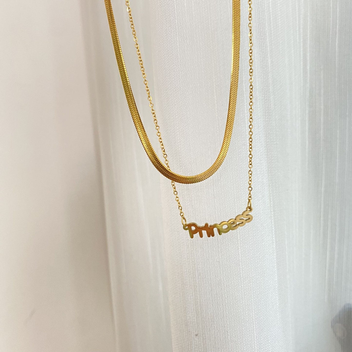 Minimalist Letter Titanium Steel Plated Necklace Unisex Layering Chain