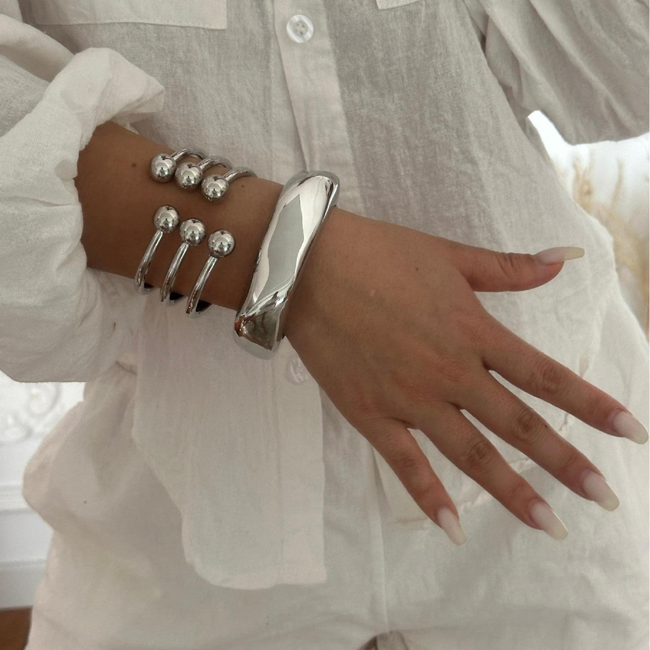 Minimalist Teardrop Geometric Plated Alloy Bracelet Set