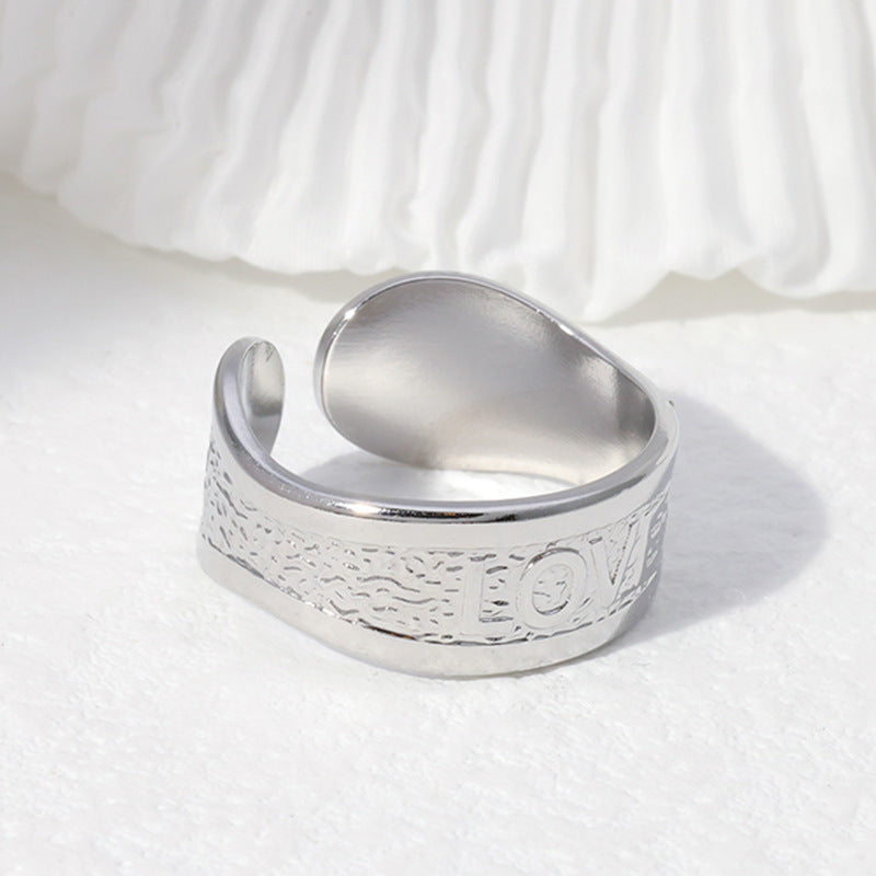 Anello Minimalista Geometrico a Forma di Cuore in Acciaio Inossidabile, Placcato Oro 18K, con Fascia Aperta Regolabile, Gioiello di Moda per Donna