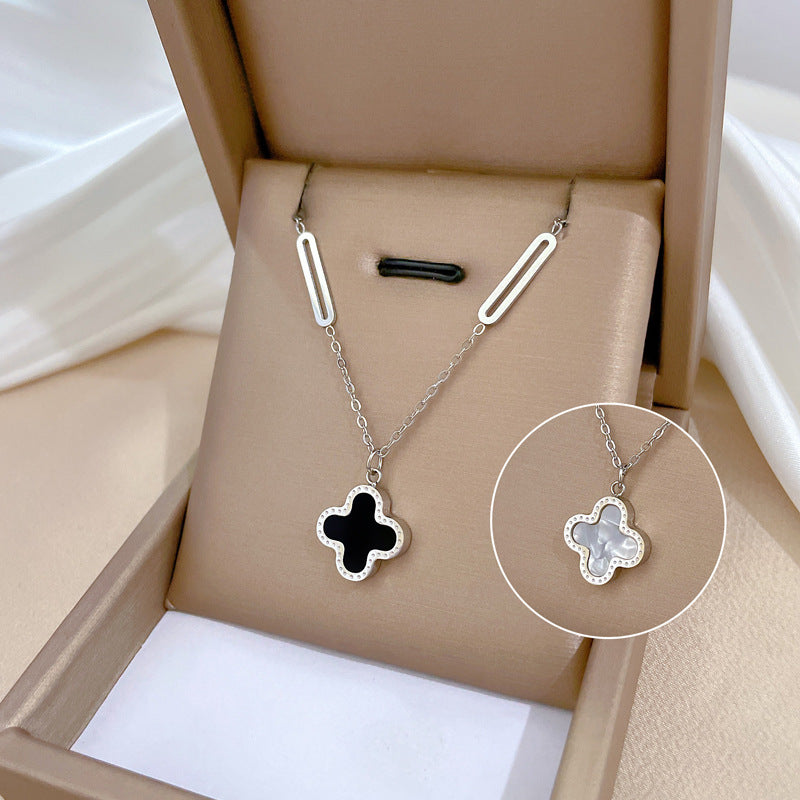 Collana Punk Minimalista Dolce Cuore Geometrico in Acciaio Inossidabile con Catena Irregolare