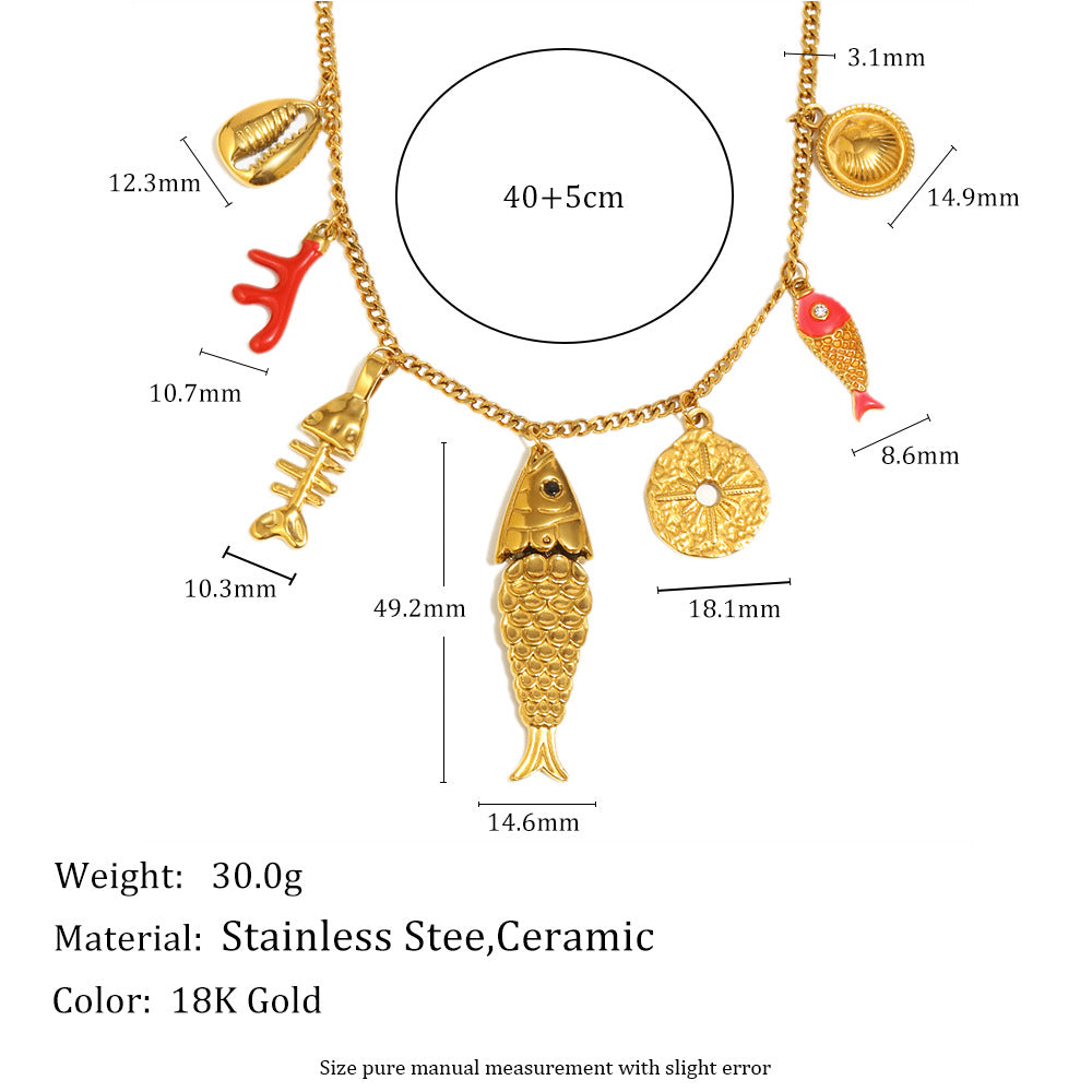Collana con ciondolo in acciaio inossidabile placcato oro 18 carati con geometria bohémien di lusso da donna, fascino fai-da-te a barra