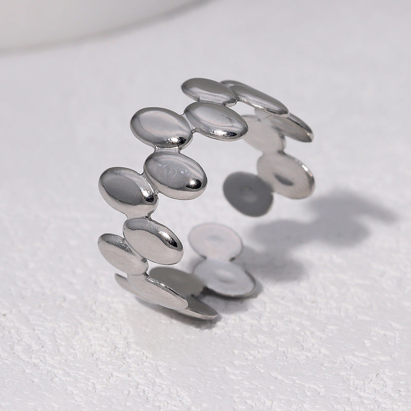 Minimalist Geometric Polka Dot Open Ring 18K Gold Plated Stainless Steel Fashion Jewelry for Women