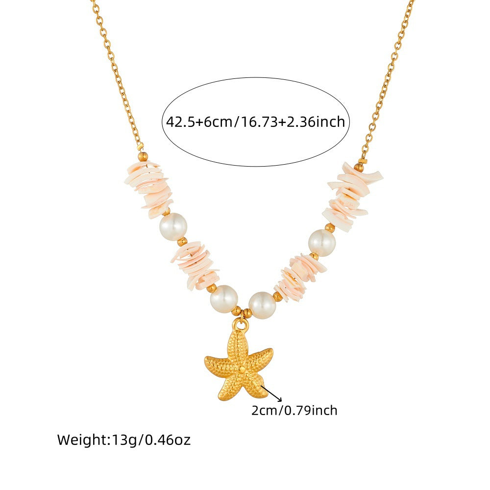 Bohemian Elegant Star Stainless Steel Plated Pendant Necklace for Women