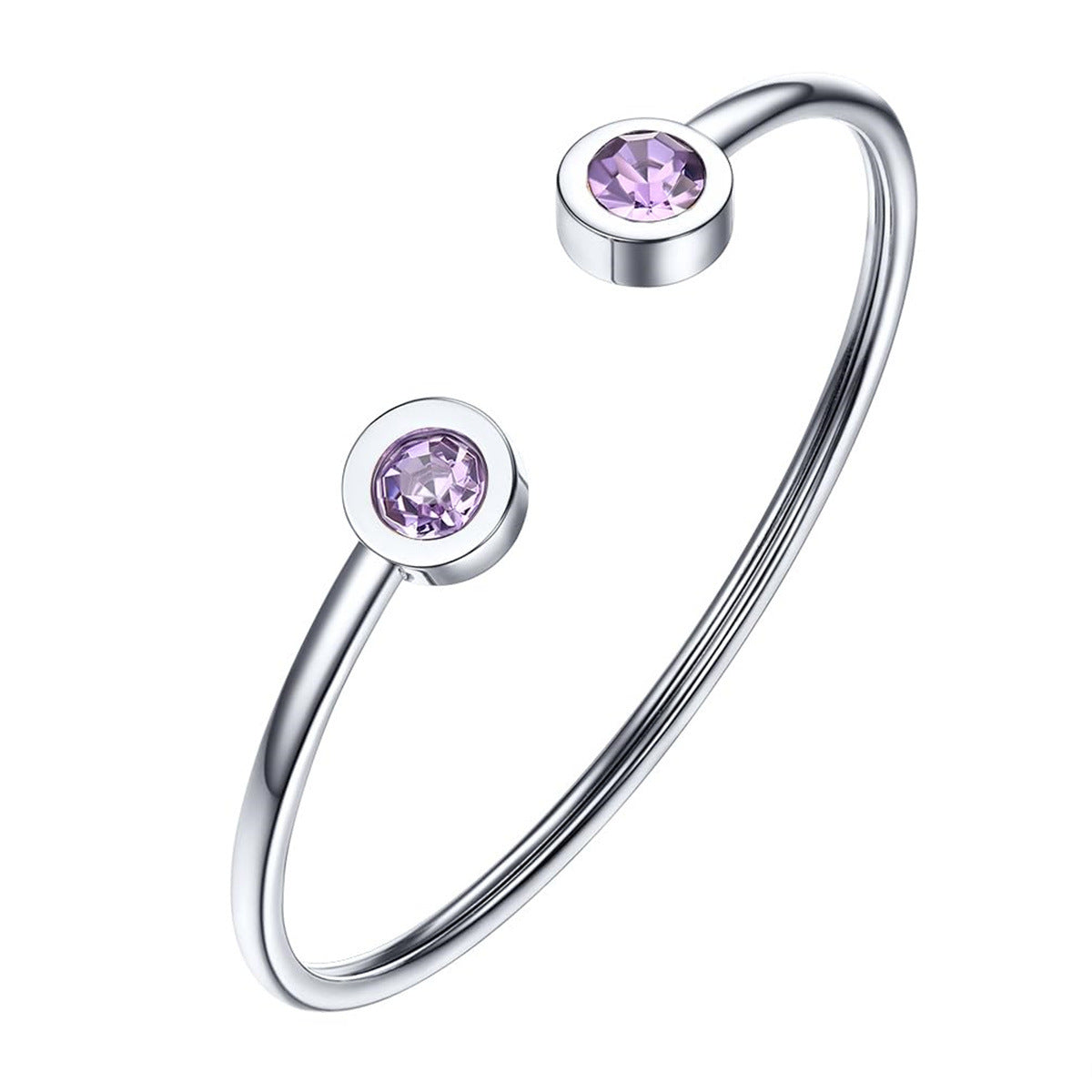 Pulsera minimalista geométrica de acero inoxidable con piedra de nacimiento de diciembre para mujer