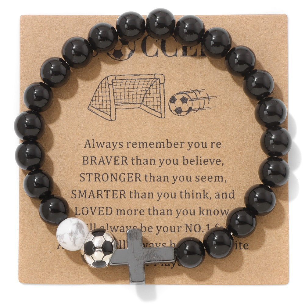 Minimalist Sporty Geometric Stone Bead Bracelet Unisex Friendship Handmade Jewelry