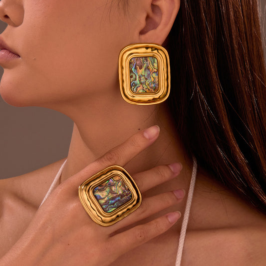 Pendientes de Acero Inoxidable Geométricos Estilo Vintage con Acabado Chapado para Mujer