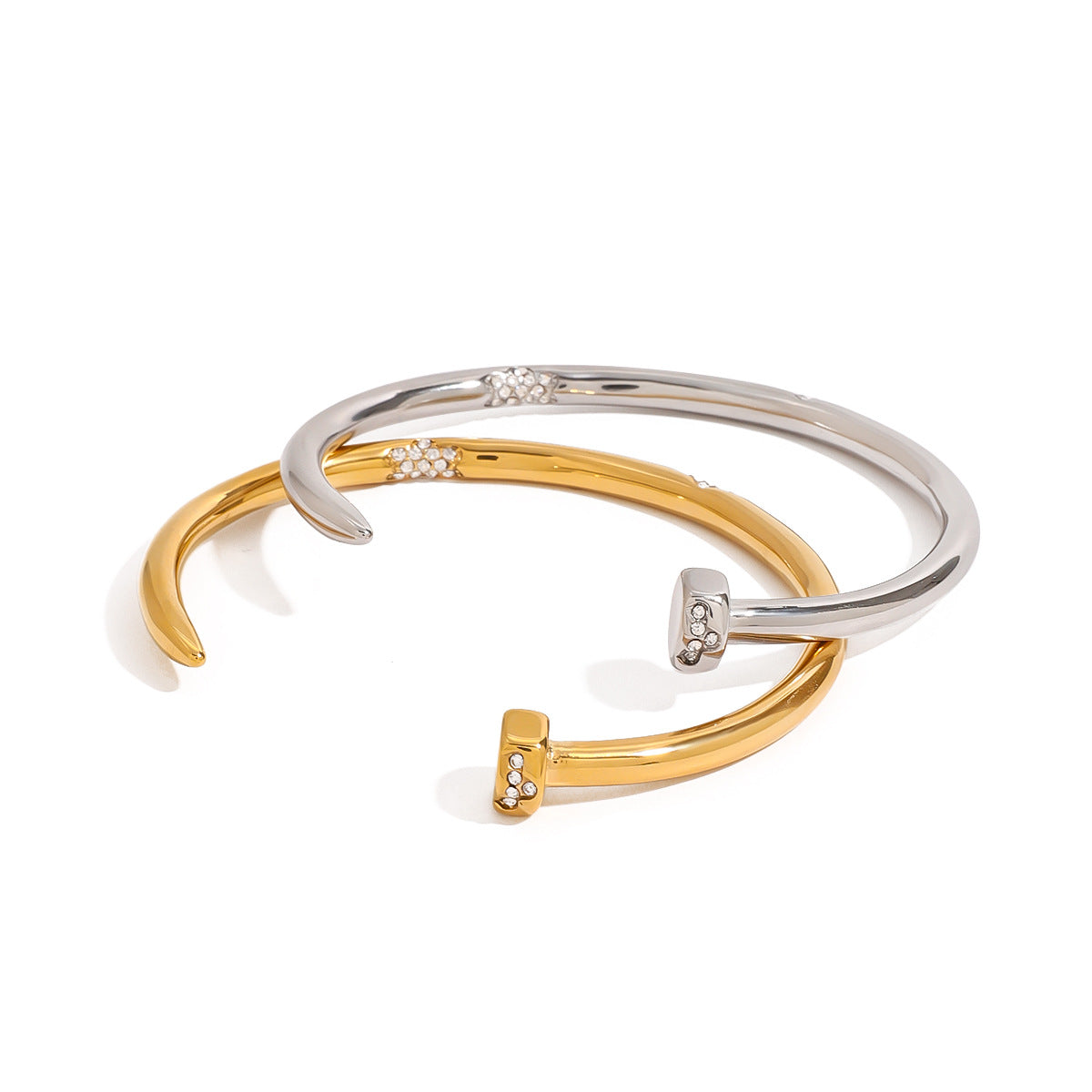 Pulsera Minimalista Geométrica de Acero Titanio para Mujer con Acabado Chapado Lujosa Ligera Ajustable
