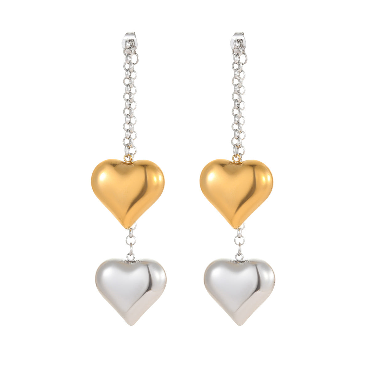 Orecchini minimalisti in acciaio inossidabile a forma di cuore con placcatura in oro 18 carati per donna, gioielli da ufficio alla moda