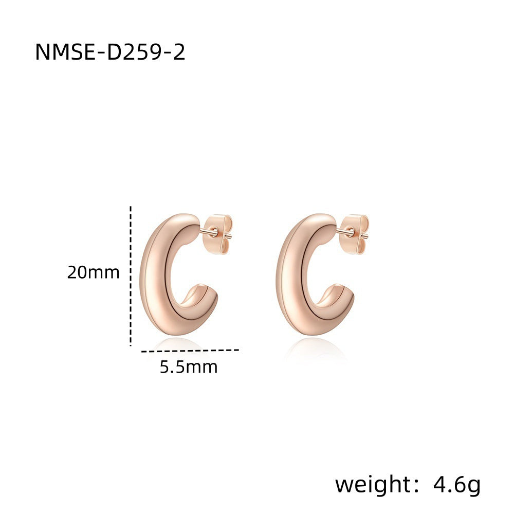 Pendientes Minimalistas de Acero Inoxidable Geométricos con Baño de Oro de 18K al Vacío para Mujer