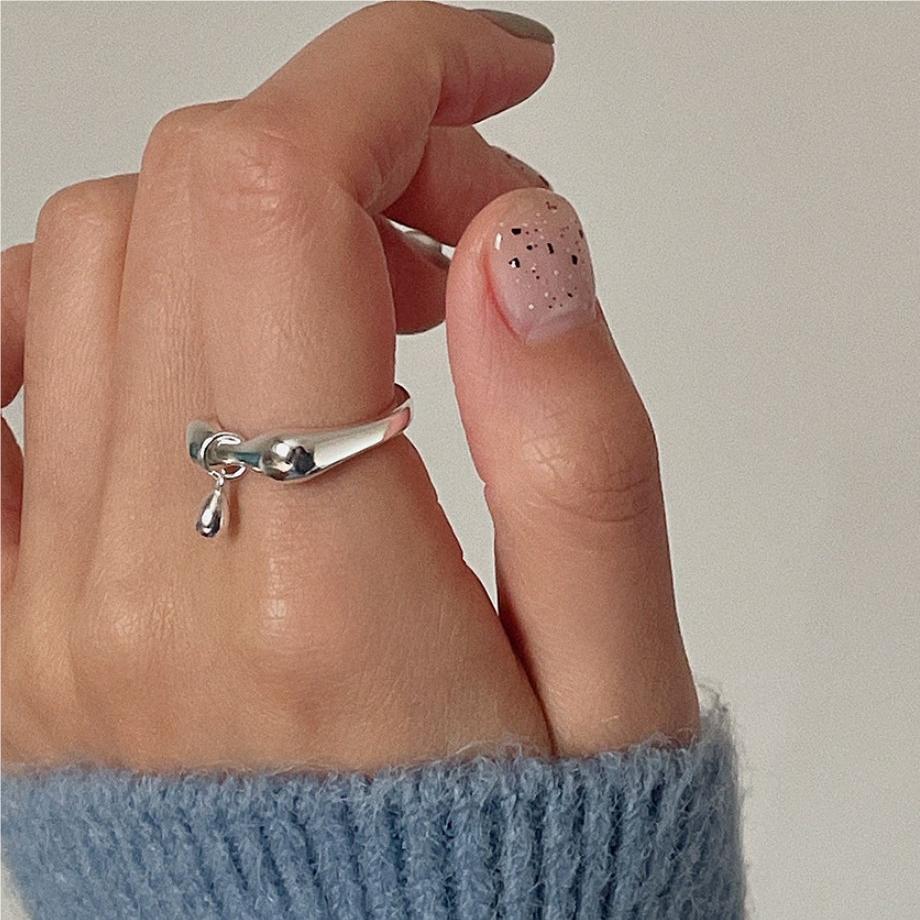 Anello da donna in argento Sterling S925 geometrico minimalista con design a maglie di catena