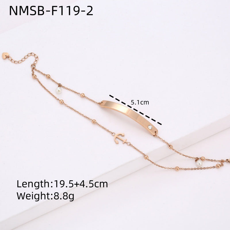 Pulsera de acero de titanio con chapado en oro de 18 quilates, diseño geométrico minimalista de corazón con diamantes de imitación para mujer