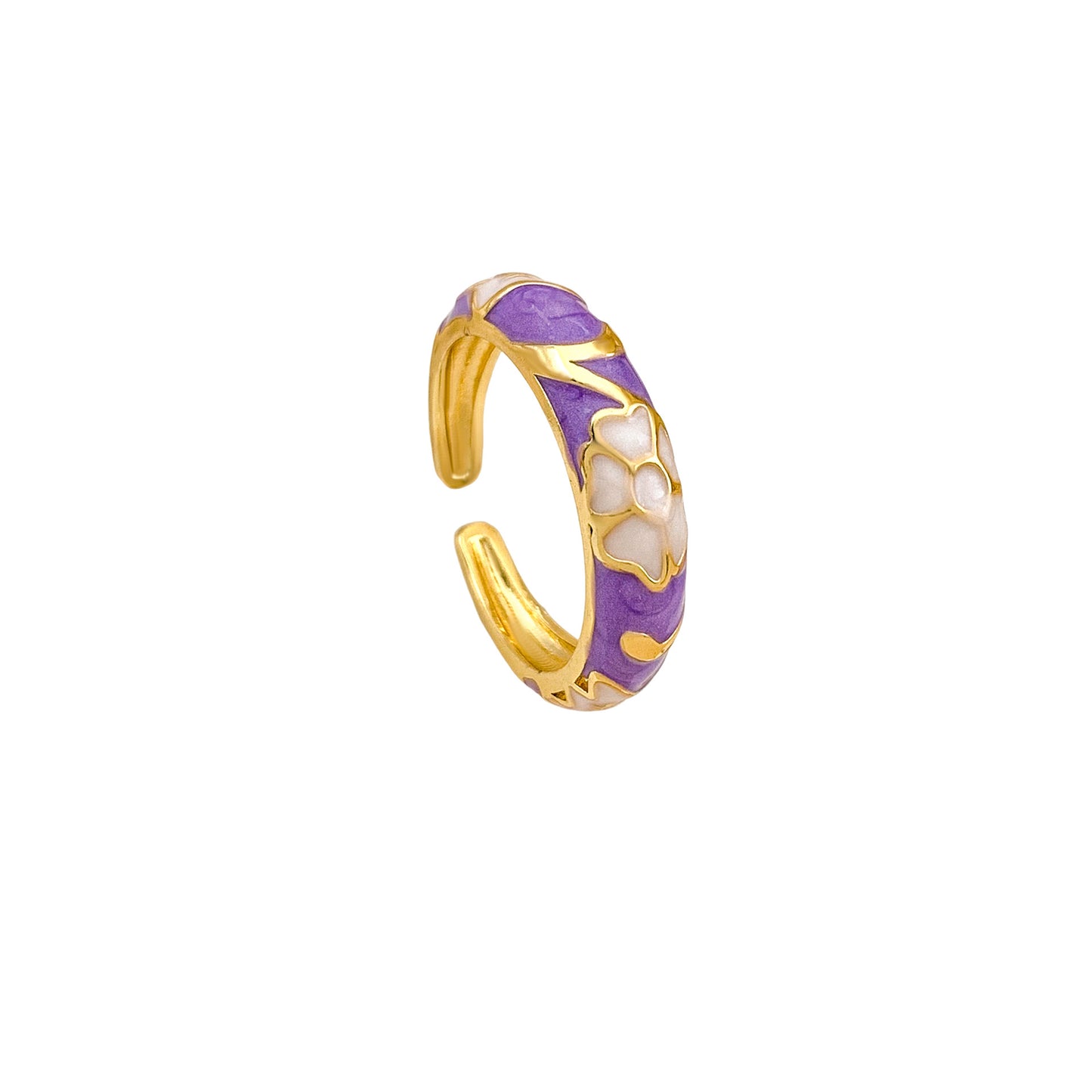 Anello da donna in lega smaltata floreale elegante di lusso