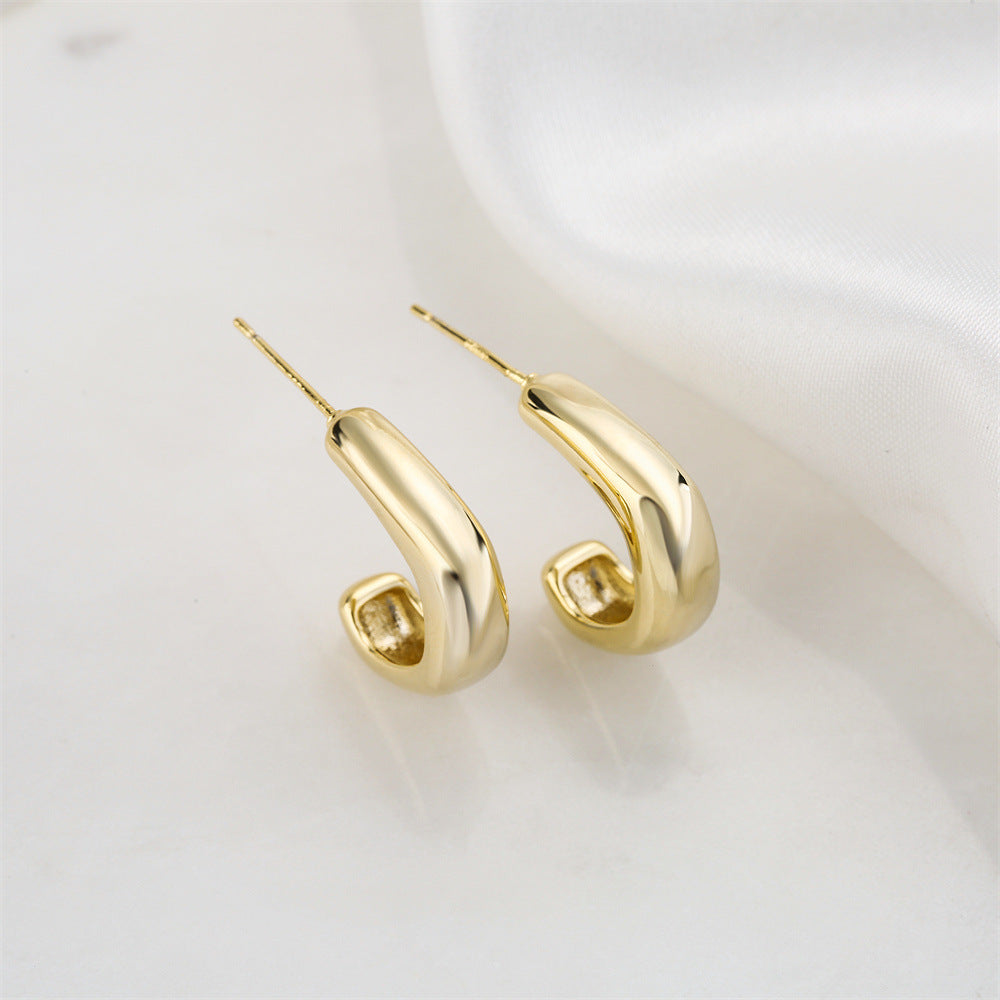Minimalist Geometric Earrings in Copper with 14K Gold Plating and 925 Sterling Silver Posts for Women