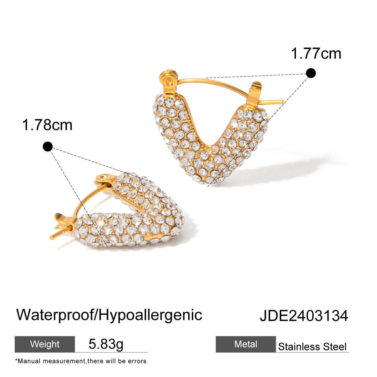 Fashion 18K Gold Plated Stainless Steel Hollow Basket Rhinestone Pearl Earrings for Women