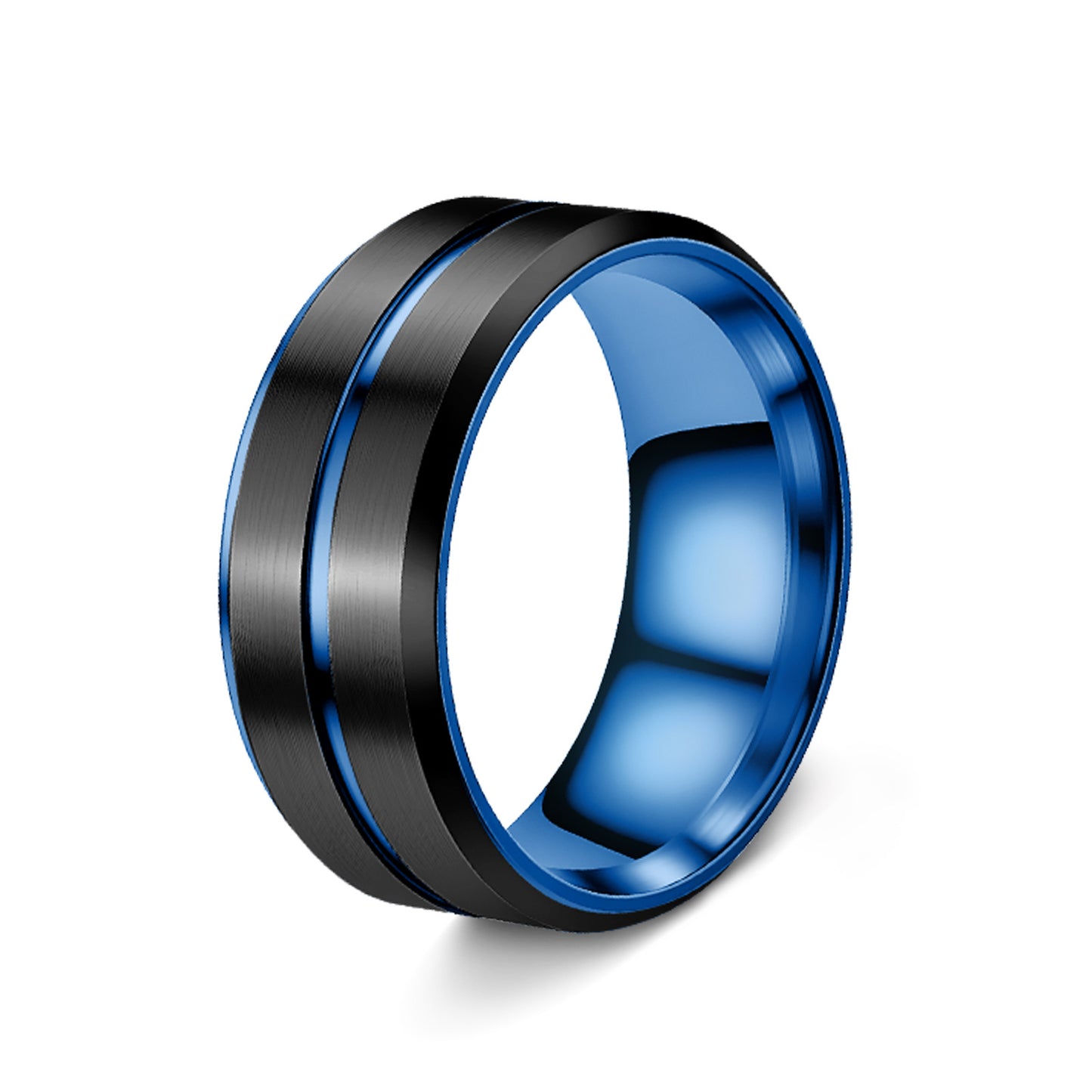 Anello geometrico in acciaio al titanio placcato unisex