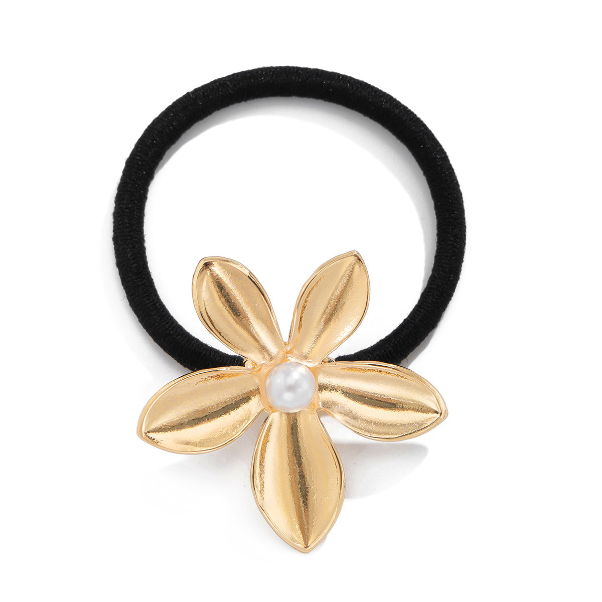 Minimalist Floral Bow Metal Hair Tie with High Elasticity Alloy Band for Women