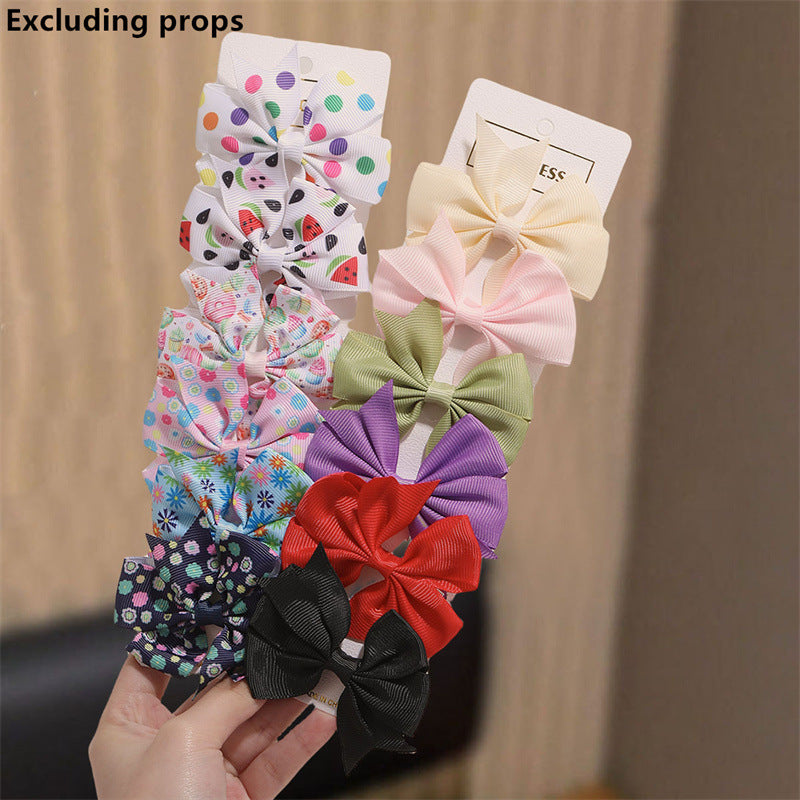 Natural Style Bow-Shaped Hair Clip Set for Girls with Duckbill Clasp and Ruffled Mesh Fabric in Pink, Plastic Resin Hair Accessories