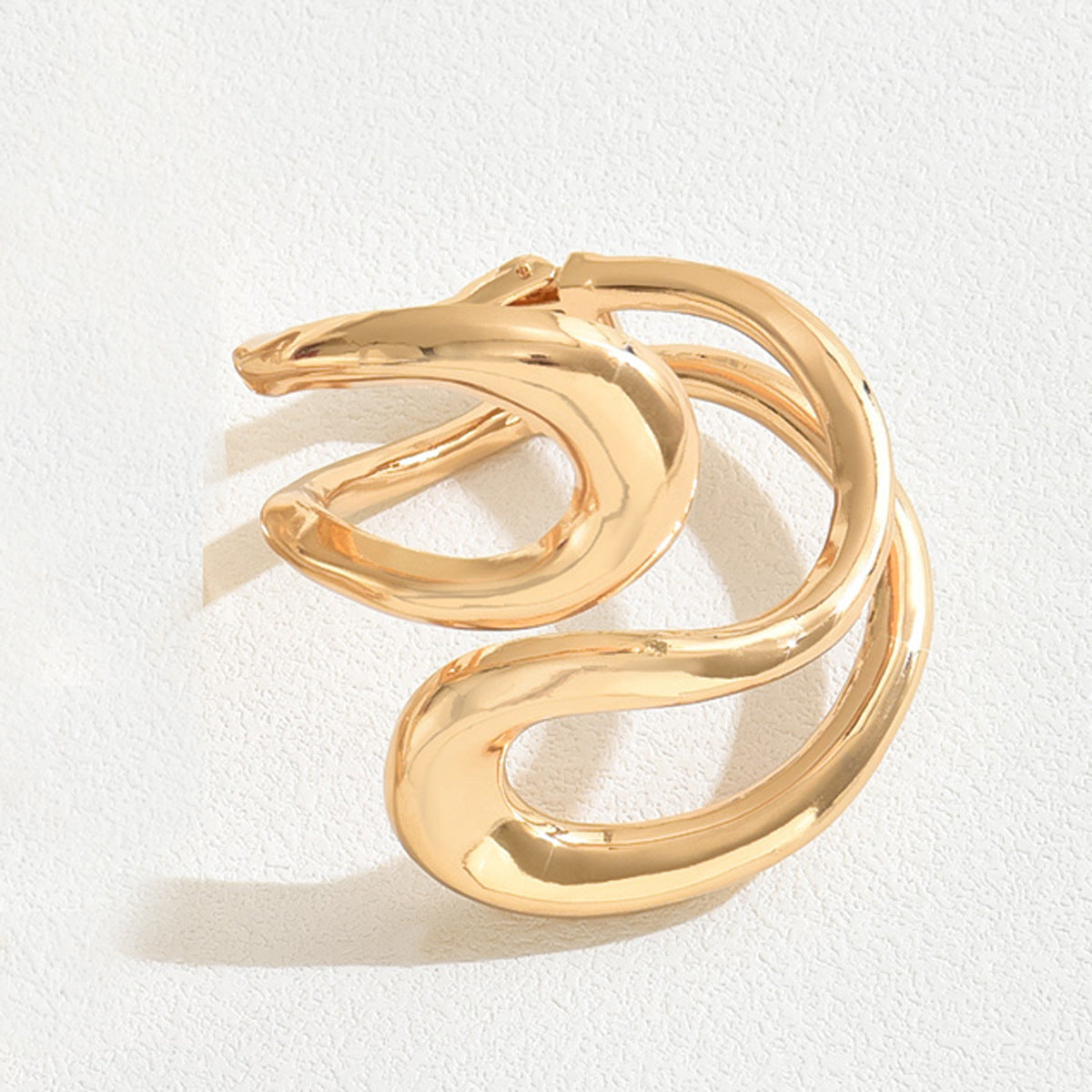 Parure Collana e Bracciale da Donna con Doppio Cerchio Geometrico, in Lega Placcata Oro 18K, Lusso Leggero