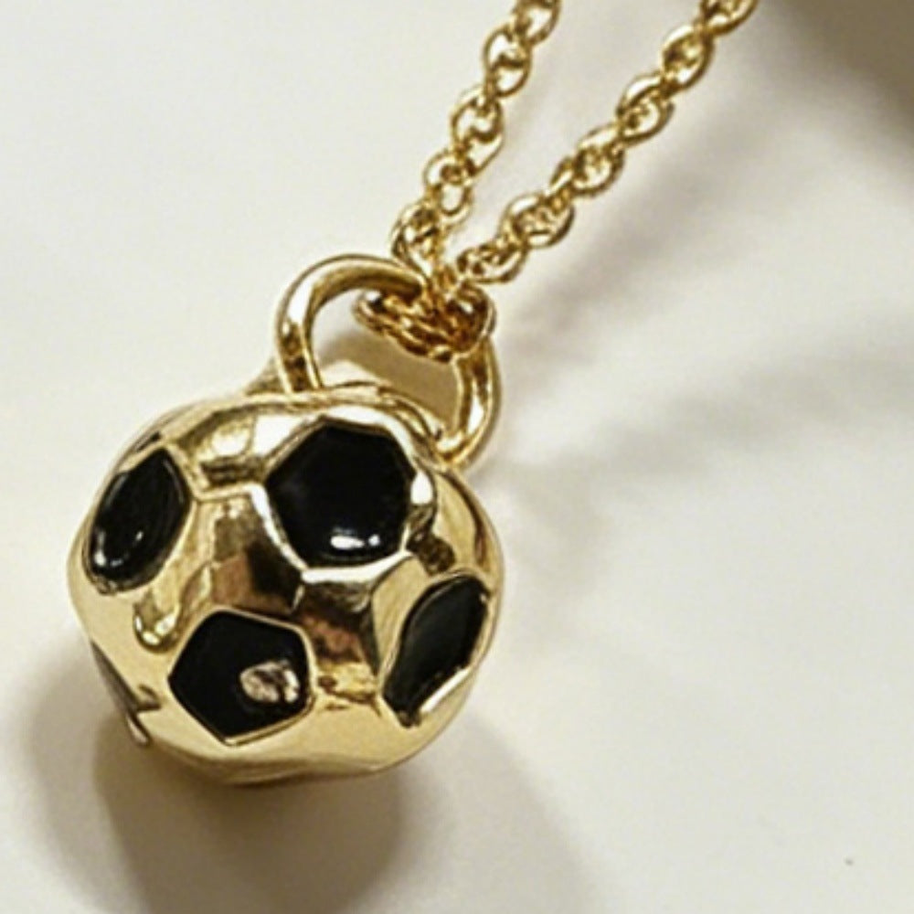 Luxury Brass Football Pendant Necklace Box Chain Women