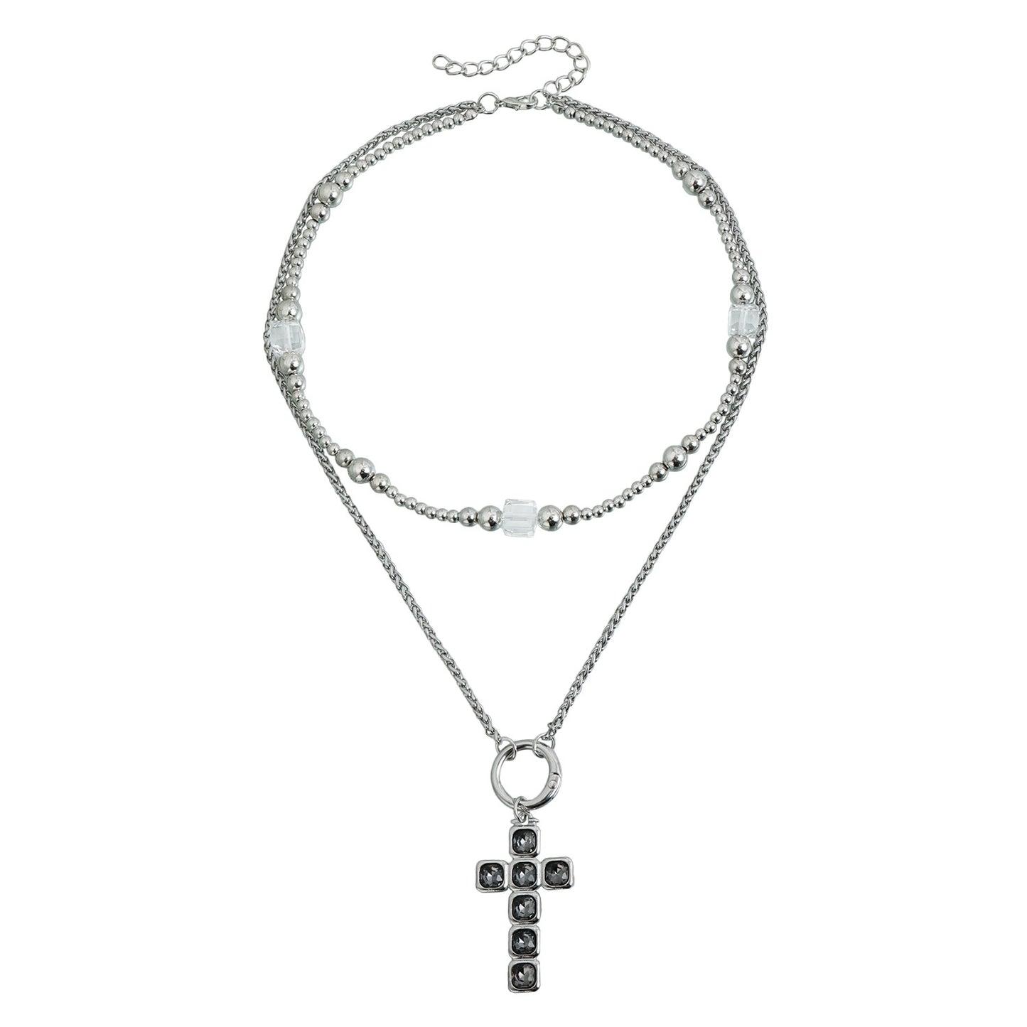 Vintage Gothic Geometric Cross Plated Iron Necklace with Alloy Pendant and Tassel for Women