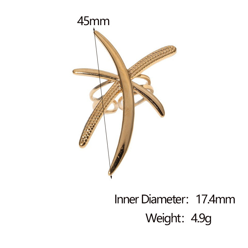 Anello da donna in acciaio inossidabile a forma di libellula, minimalista, con finitura placcata
