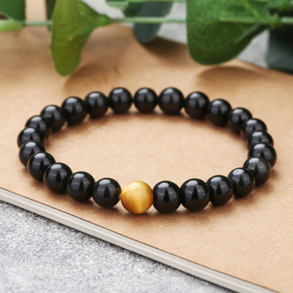 Minimalist Round Natural Tiger Eye Stone Bracelet Unisex Casual Jewelry
