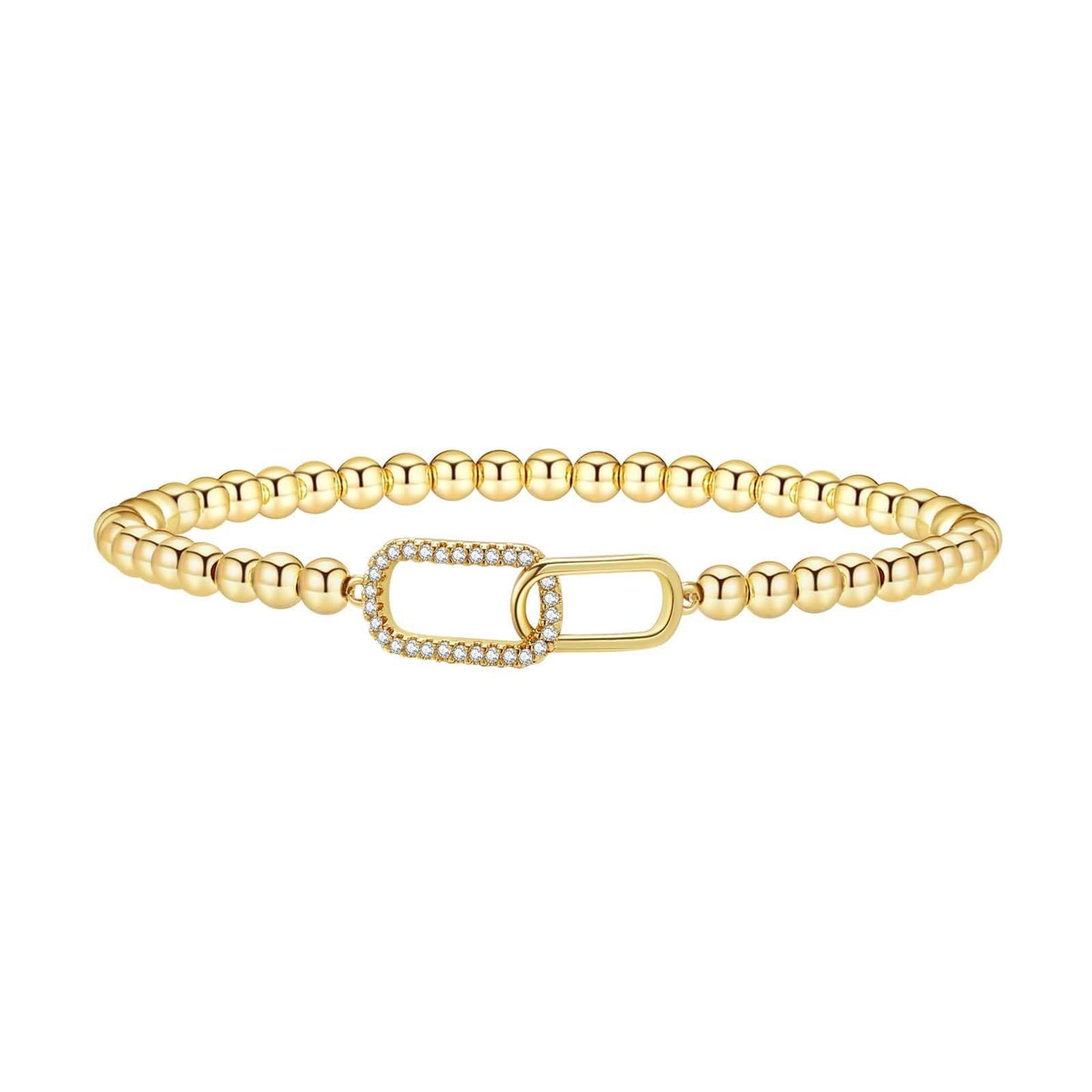 Minimalist Elegant Brass Plated Bow Bracelet for Women Adjustable Beaded Hand Jewelry