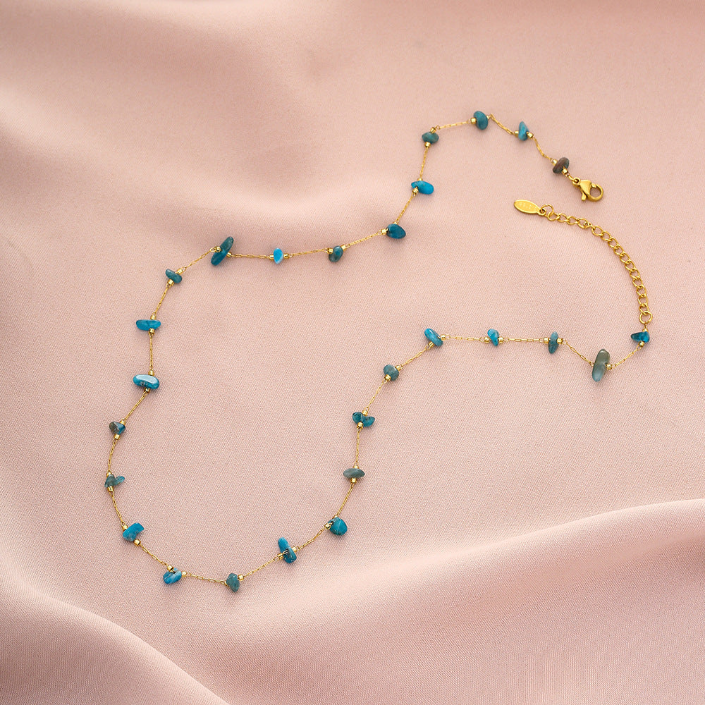 Elegante collana geometrica in acciaio al titanio con ciondolo in pietra naturale per uomo e donna, catena placcata per clavicola estiva