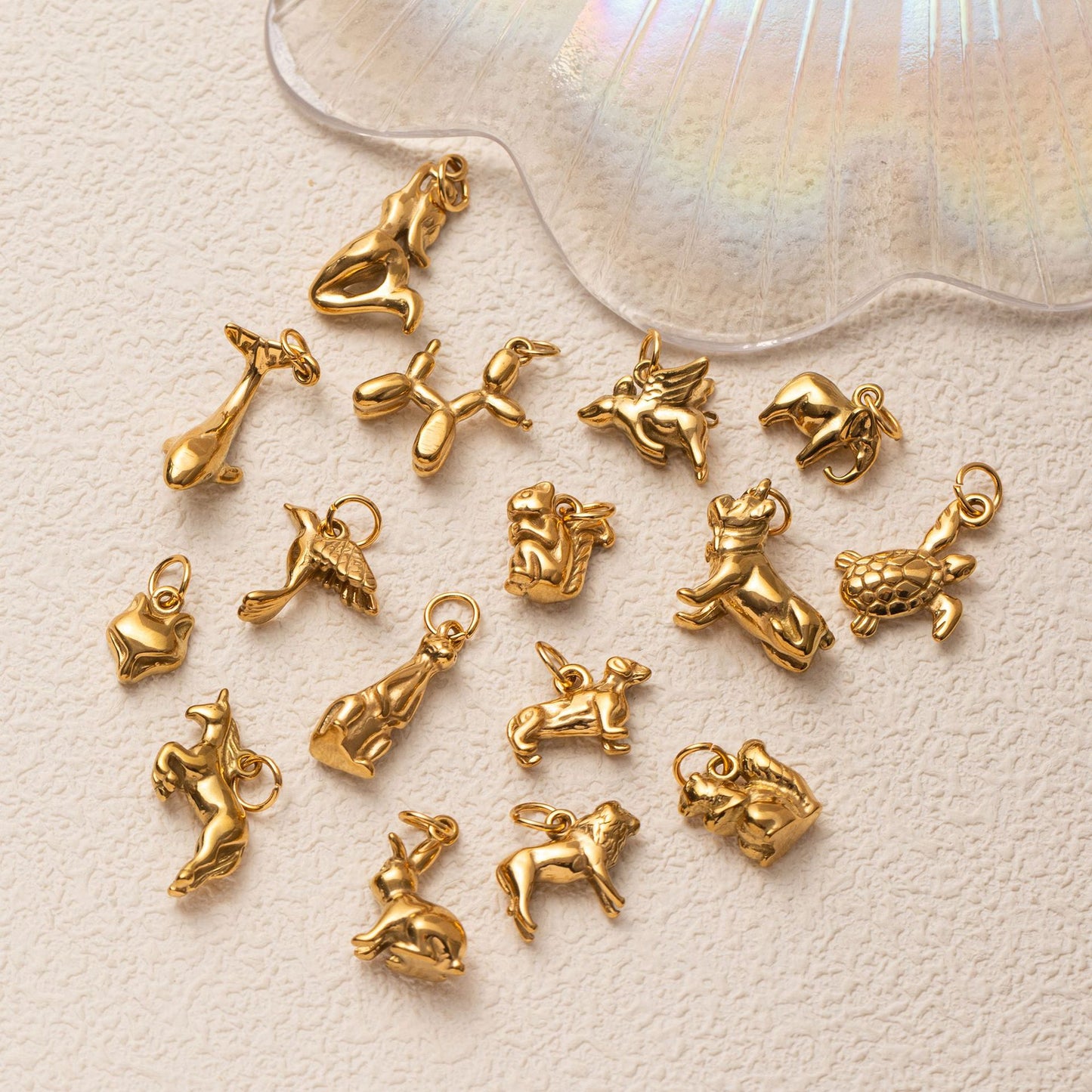 18K Gold Plated Stainless Steel Animal Charm Bar PVD Cable Chain Unisex DIY Pendant