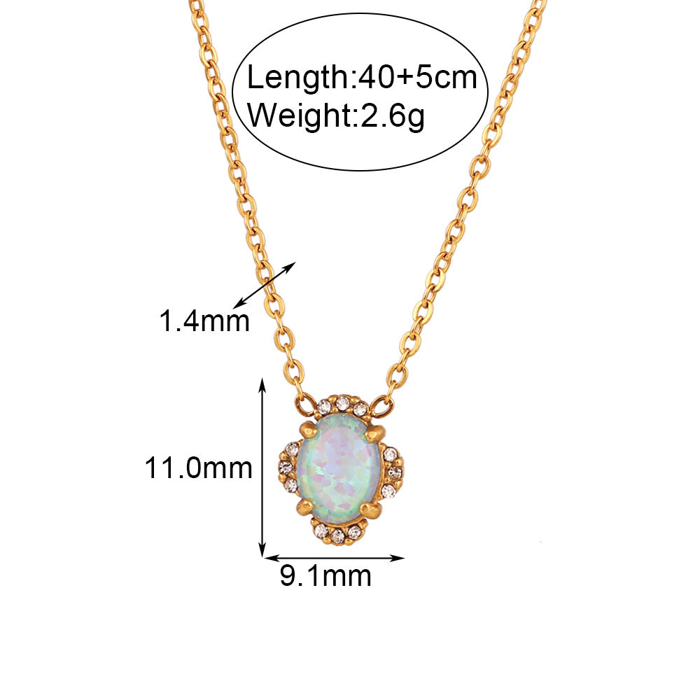 Parure di collana con pendente floreale vintage di moda da donna con catena in acciaio al titanio e placcatura in oro 18K con design a petalo