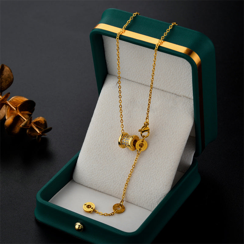 Minimalist Roman Numeral Waist-Shaped Titanium Steel Necklace with Plated Finish for Women