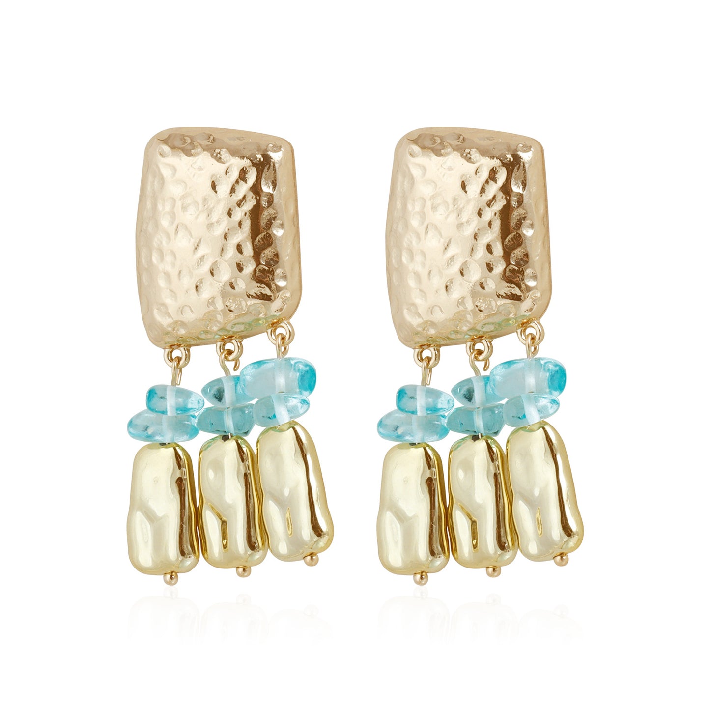 Vintage Geometric Turquoise Inlay Plated Zinc Alloy Stud Earrings for Women
