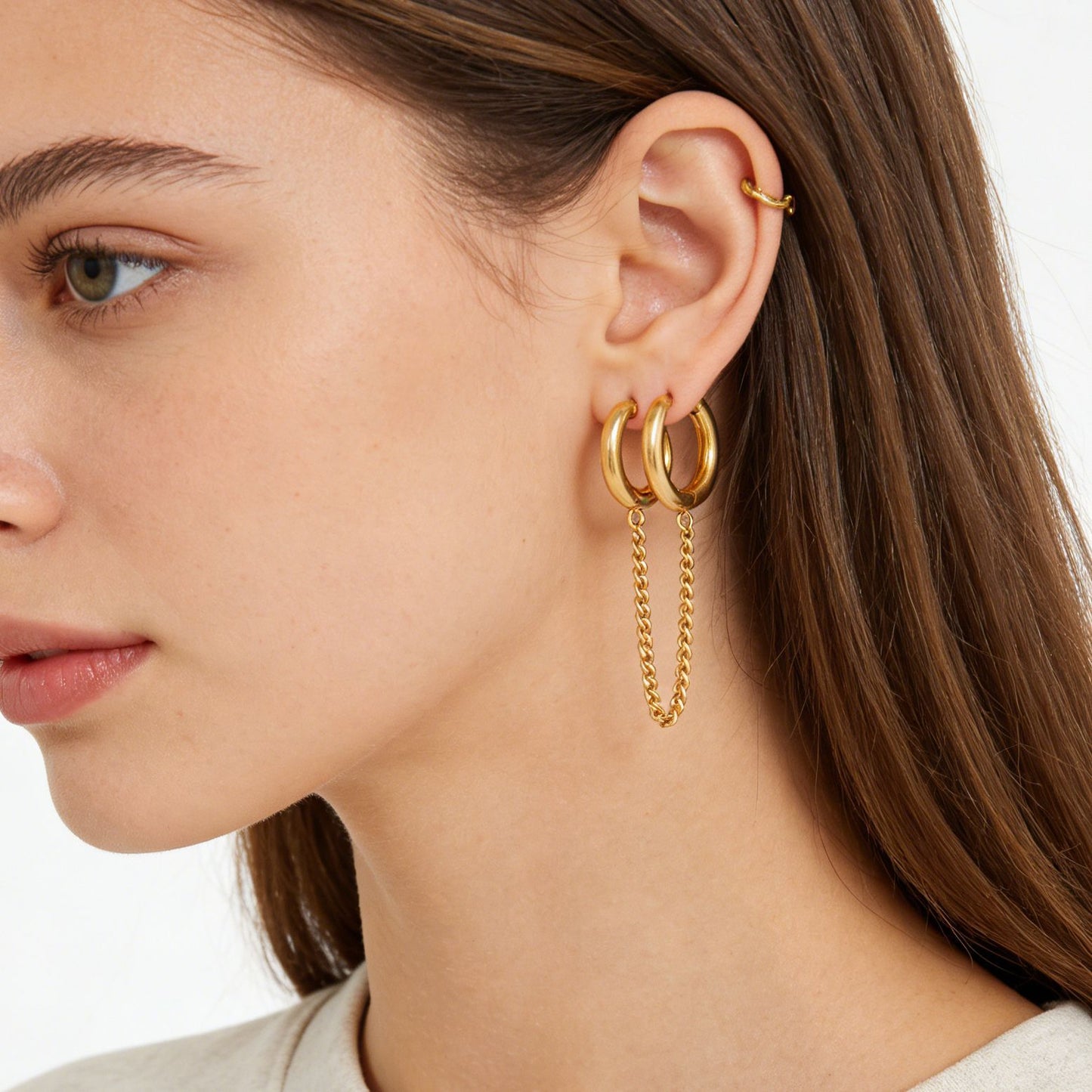 Elegant Geometric Stainless Steel Tassel Drop Earrings for Women