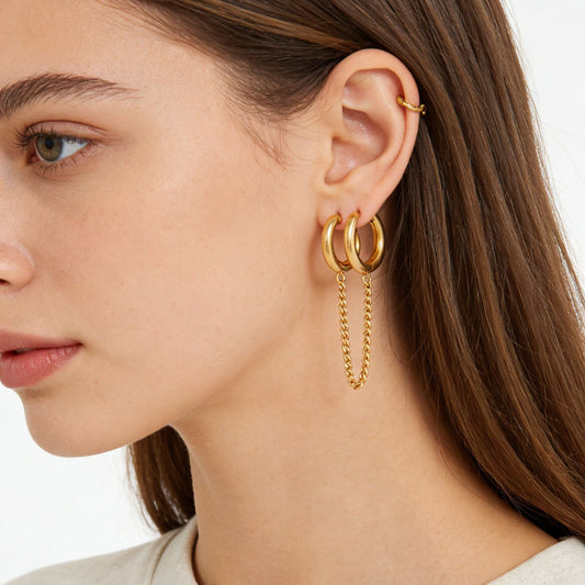 Elegant Geometric Stainless Steel Tassel Drop Earrings for Women