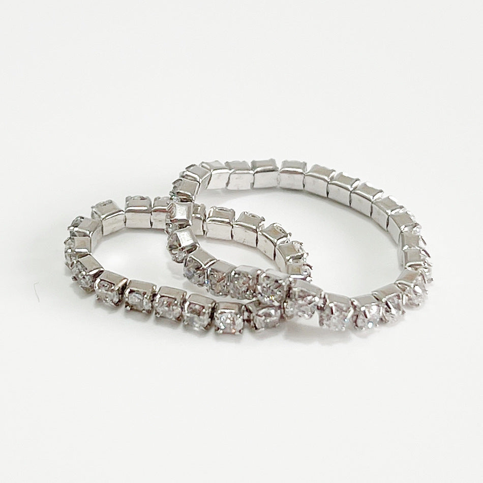 Anillo de circonitas geométrico minimalista de plata de ley 925 para mujer, apilable, de joyería fina, estilo Instagram