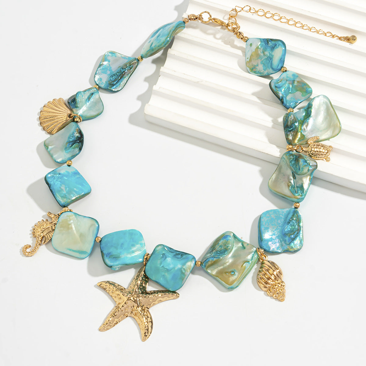 Sweet Geometric Star Shell Alloy Plated Necklace for Women