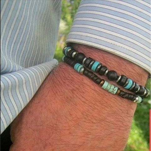 Hip-hop Minimalist Geometric Turquoise Wood Beaded Bracelet