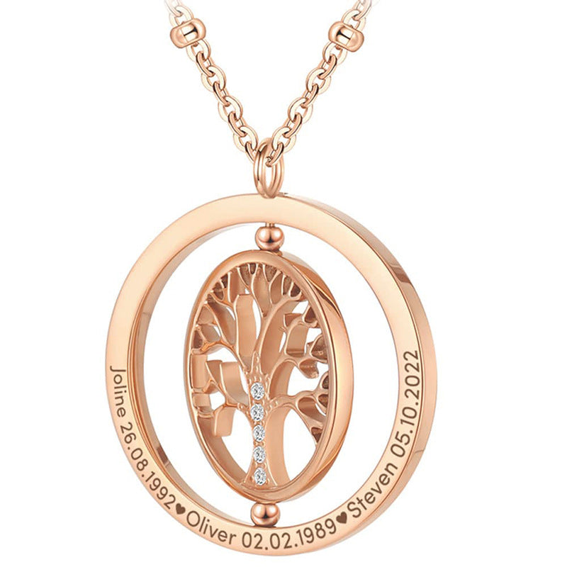 Collana da donna con ciondolo albero della vita geometrico minimalista in acciaio inossidabile con intarsio in strass e placcatura in oro 18 carati