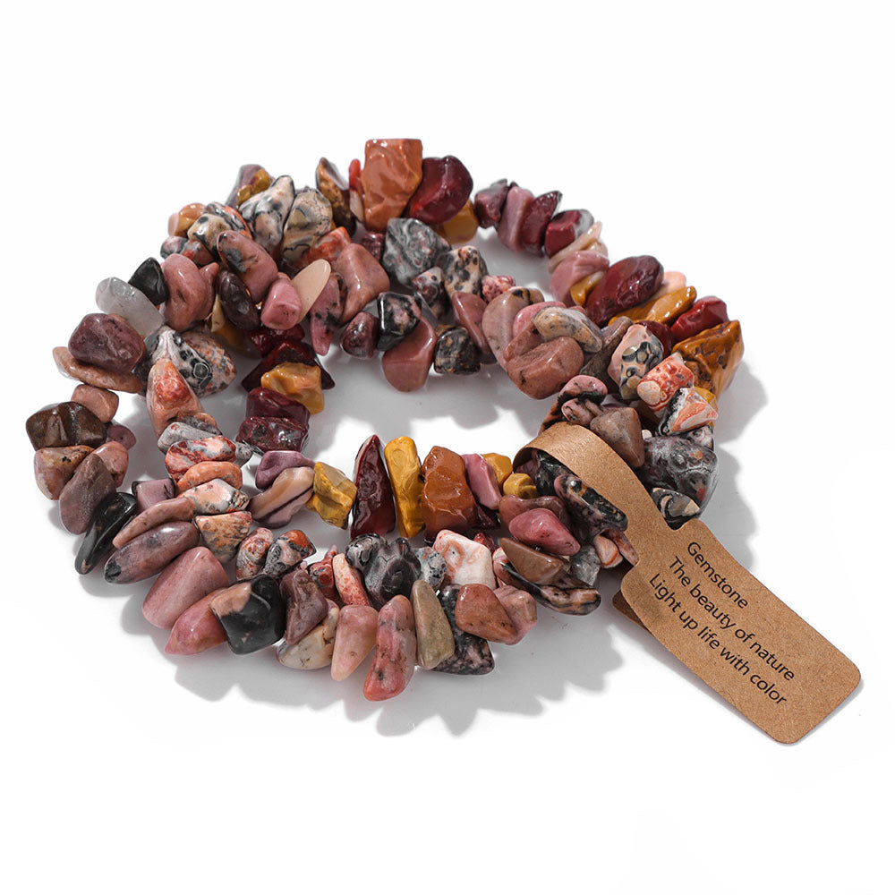 Vintage Geometric Gemstone Chip Beads Stretch Bracelet Set Unisex