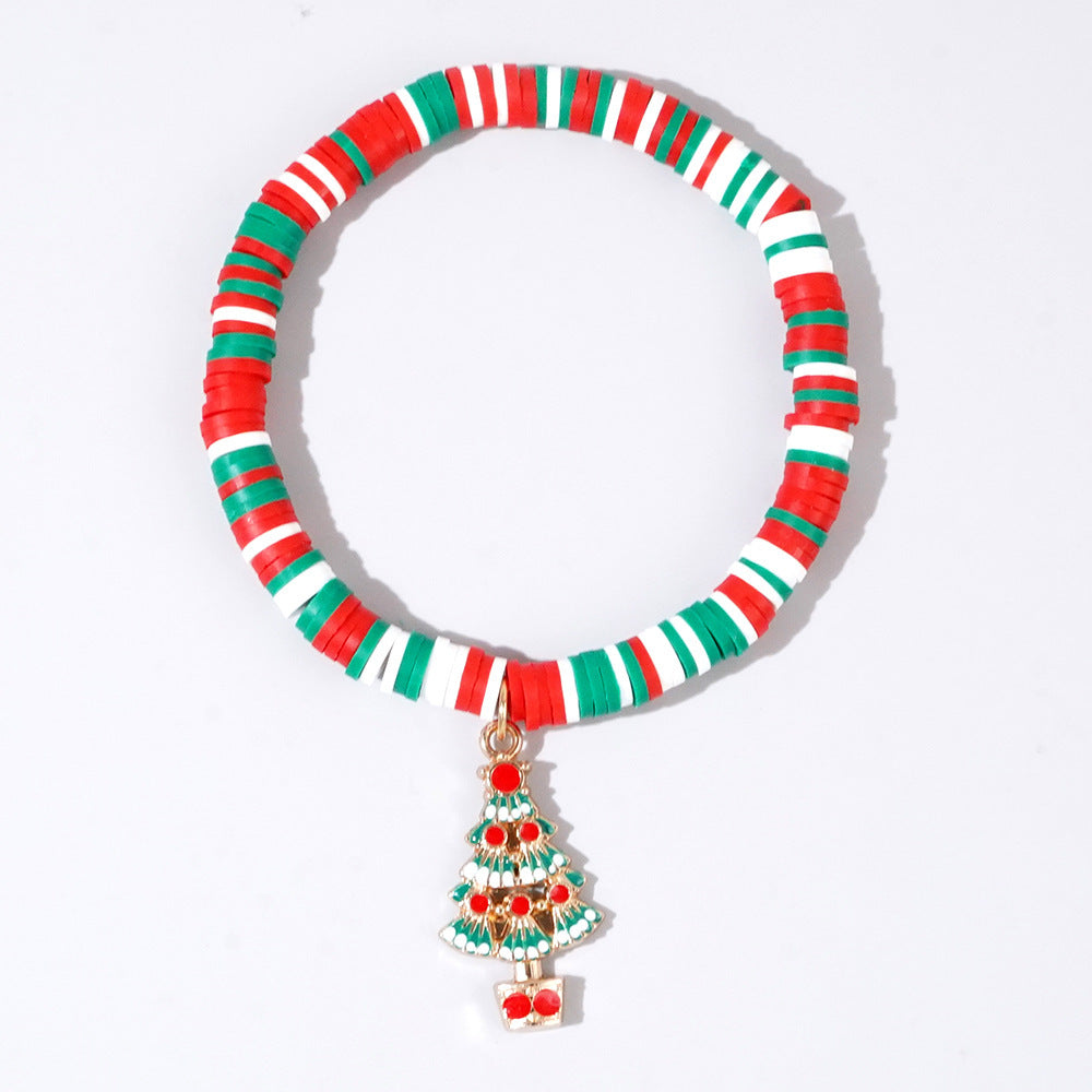 Sweet Handmade Resin Letter Geometric Beaded Bracelet Set Christmas Gift