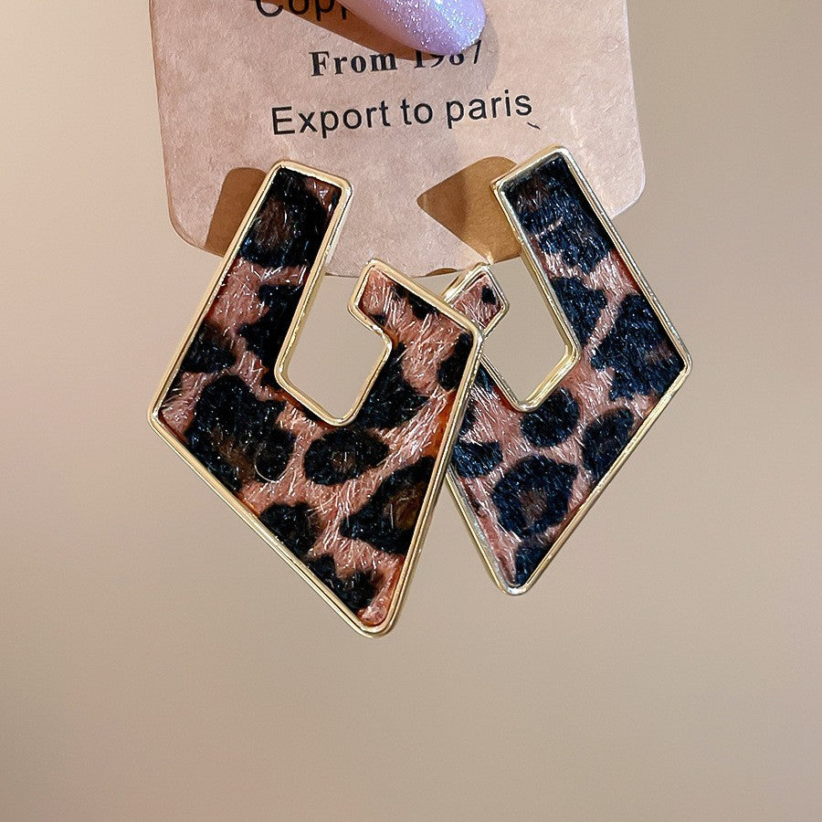 Orecchini pendenti in pelle geometrici minimalisti retrò con perni in argento sterling 925, finitura galvanizzata, da donna